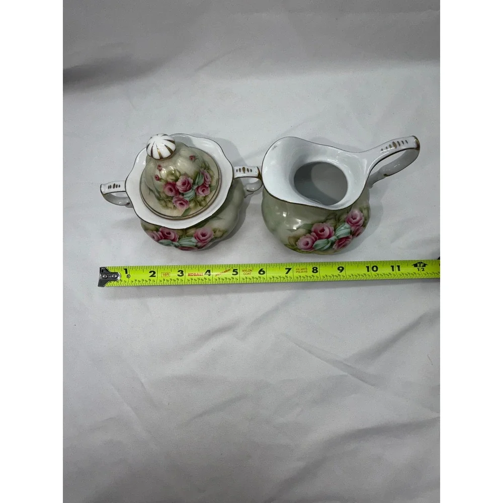 Vintage Betty Platner Hand Decorated Creamer and Sugar Bowl Set Rose-BEAUTIFUL!